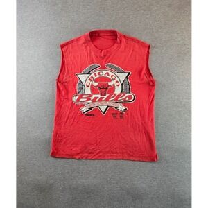 Vintage Chicago Bulls Shirt Mens Medium Red Cutoff Sleeveless 1992 Single Stitch